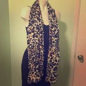 Black, White Pink Leopard Print Scarf